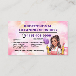 Maid Janitorial Lady Cartão de visita Clearing