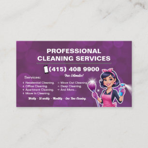 Maid Janitorial Lady Cartão de visita Clearing