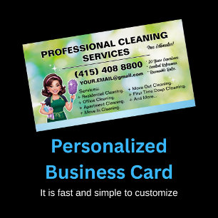 Maid Janitorial Lady Cartão de visita Clearing