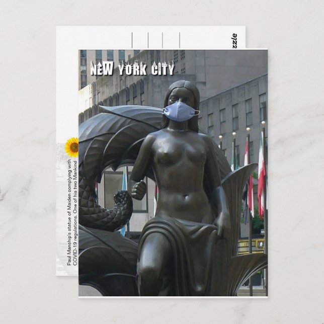 Maiden vestindo uma máscara facial - Cartão postal (Frente/Verso)