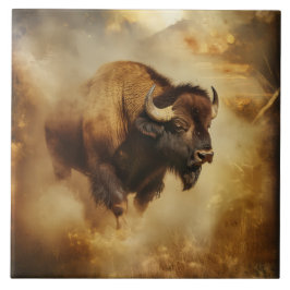 Maiestoso Buffalo, Bison Azulejo, Trivet
