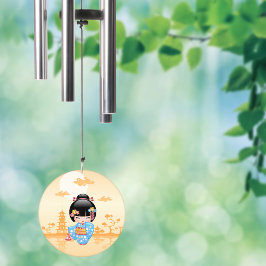 Maiko Kokeshi Doll Cute Geisha Girl Amarelo