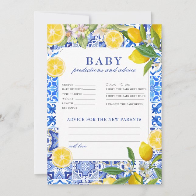 Main squeeze Baby Shower Predictions Advice game (Frente)