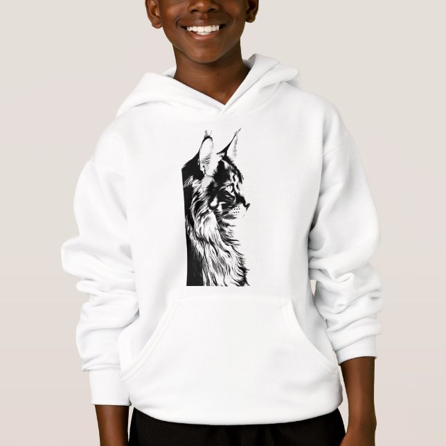 Maine Coon Boy's Pullover White Hoodie Kids' (Frente)