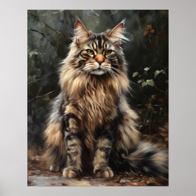 Maine Coon Cat Art Impressão (Frente)