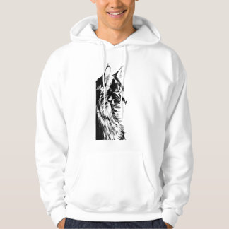 Maine Coon Pullover White Hoodie Men's Cat Art