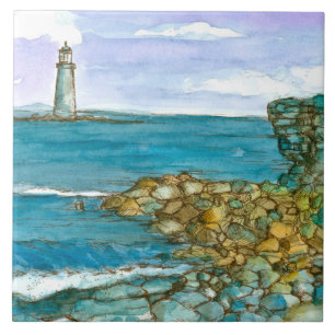 Maine Lighthouse Rocky Coastline Ocean