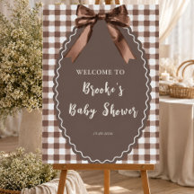 Mais Amor Brown Gingham Bow Baby Shower