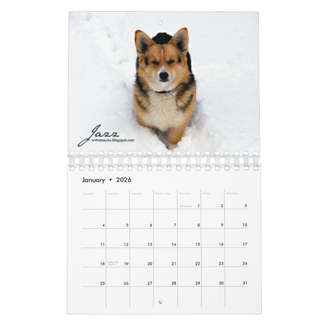 Mais mini calendário dos Corgis (com blogues) (Jan 2026)