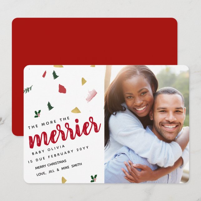 Mais o anúncio de gravidez de feriado de Merrier (Frente/Verso)