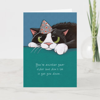 Mais Próximo do Cartão de Aniversário Tuxedo Cat