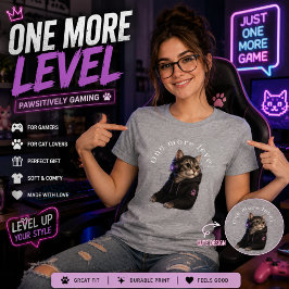 Mais Um Nível Camiseta Gamer de Gato | Gato Gamer
