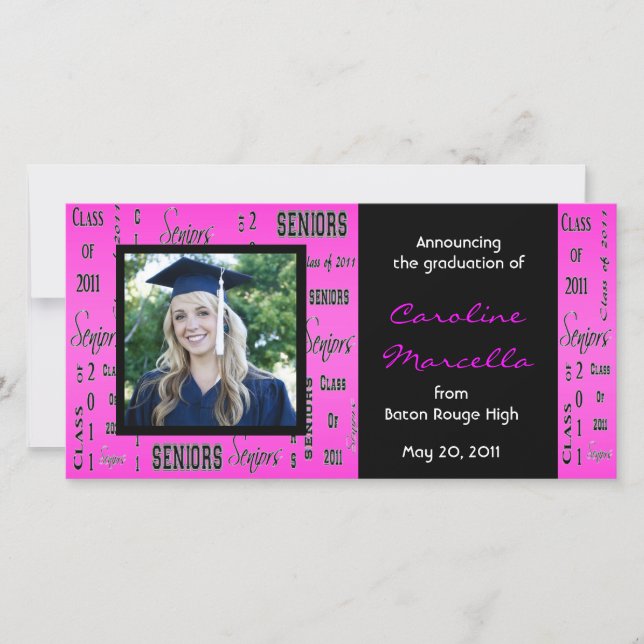 Mais velho 2011 Anúncio de Formando Rosa Quente (Frente)