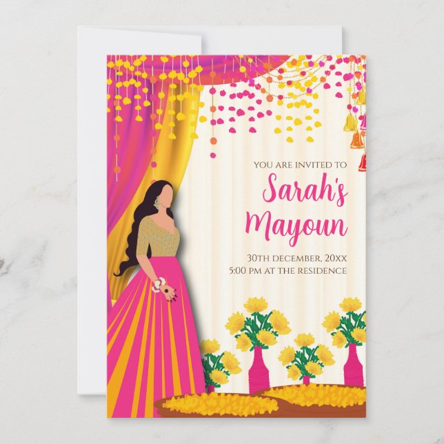 Maiyan convida & Haldi convida Convite Haldi (Frente)