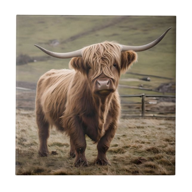 **"Majestade Peluda: A Vaca Highland Marrom Lanosa (Frente)