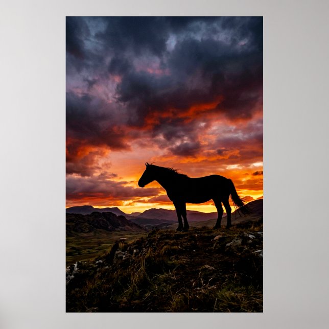 Majestic Horse Silhouette Sunset Poster | Luxury  (Frente)