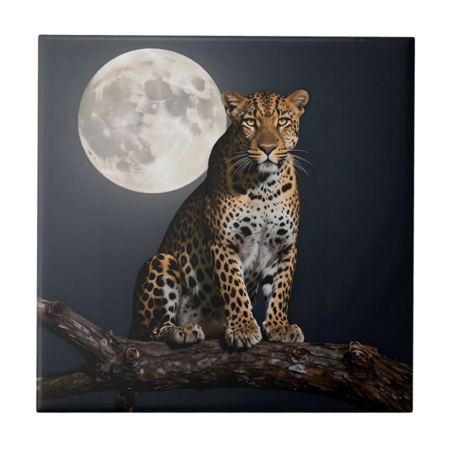 Majestic Leopard and Full Moon   (Frente)