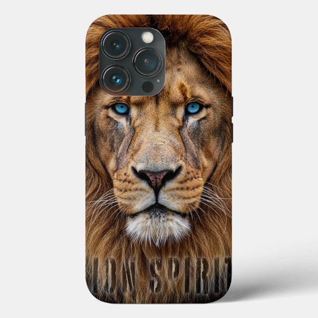 Majestic Lion Face with Blue Eyes | Wildlife Anima (Verso)