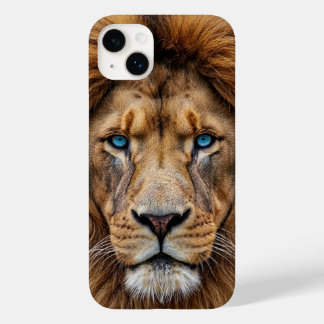 Majestic Lion Face with Blue Eyes | Wildlife Anima