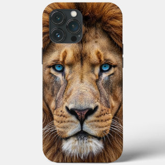 Majestic Lion Face with Blue Eyes | Wildlife Anima