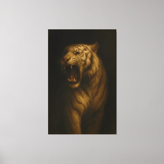 Majestic Roaring White Tiger – Fine Art Canvas (Frente)