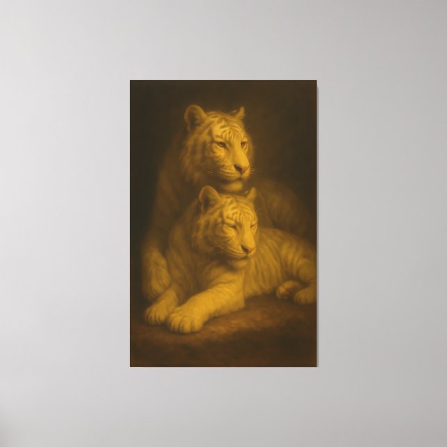 Majestic White Tiger Couple – Fine Art Canvas (Frente)