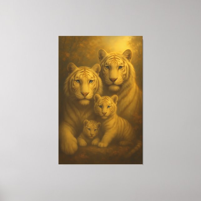 Majestic White Tiger Family – Fine Art Canvas Prin (Frente)