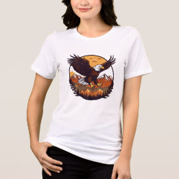 🦅 Majestoso Pôr do Sol de Águia – Camiseta Tri-Bl