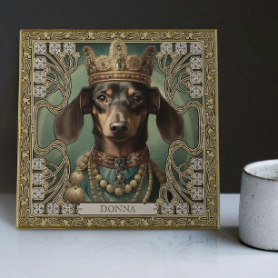 Majestoso Rei Dachshund Arte Deco Personalizada