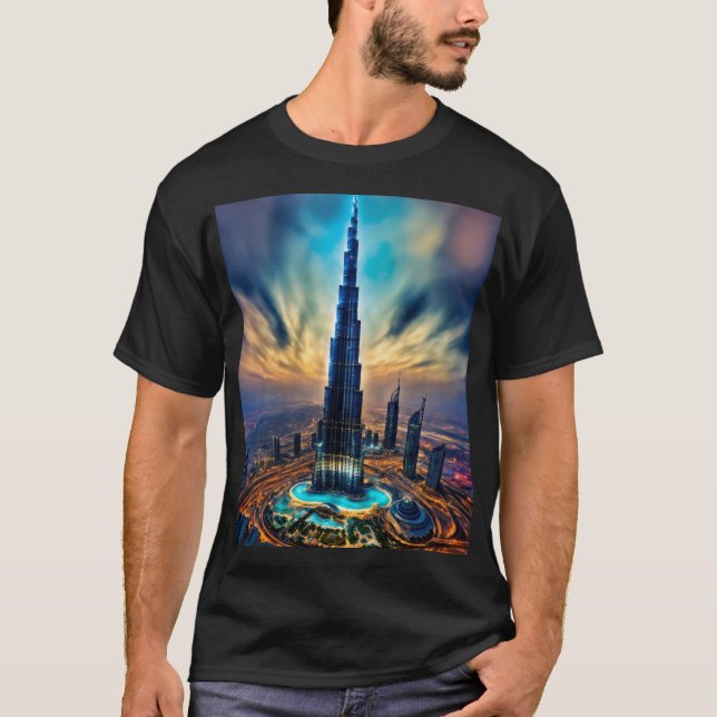 Majexpressa Burj Khalifa - Design do Camisa T de C (Frente)