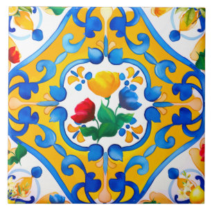 Majolica,azulejos azuis,azulejos Sicilianos,Azulej