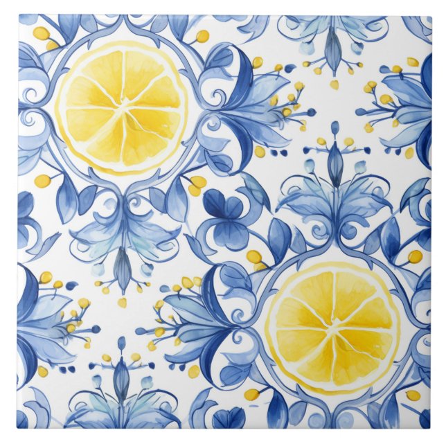 Majolica,azulejos azuis,azulejos Sicilianos,Azulej (Frente)