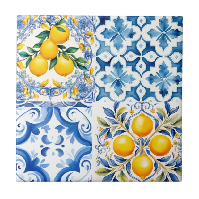 Majolica, limão, azulejos sicilianos, (Frente)