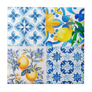 Majolica, limão, azulejos sicilianos,