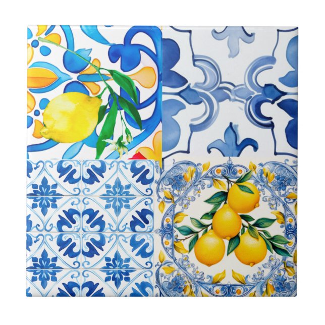 Majolica, limão, azulejos sicilianos, (Frente)