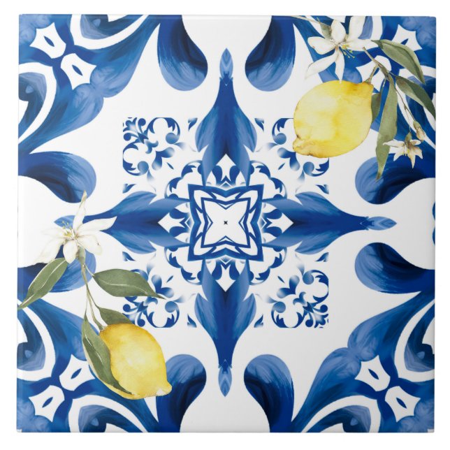 Majolica,limão,azulejos Sicilianos,Azulejo cerâmic (Frente)
