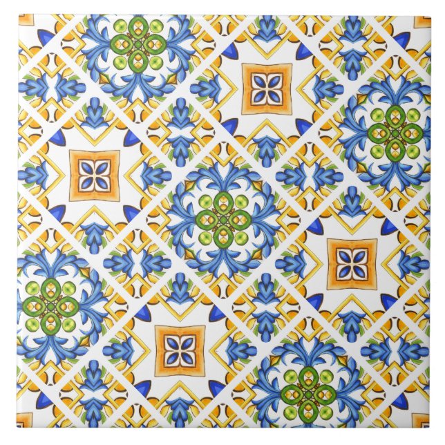 Majolica,limão,azulejos Sicilianos,Azulejo cerâmic (Frente)