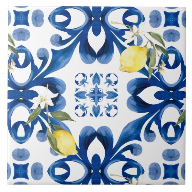 Majolica,limão,azulejos Sicilianos,Azulejo cerâmic (Frente)