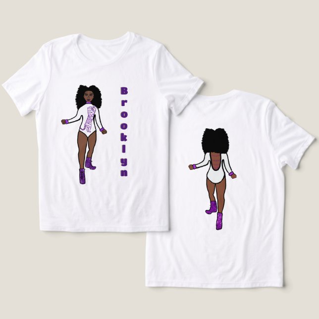 Majorette/ Dançarina Tee White Purple Tiger A (Design Frente e Verso)