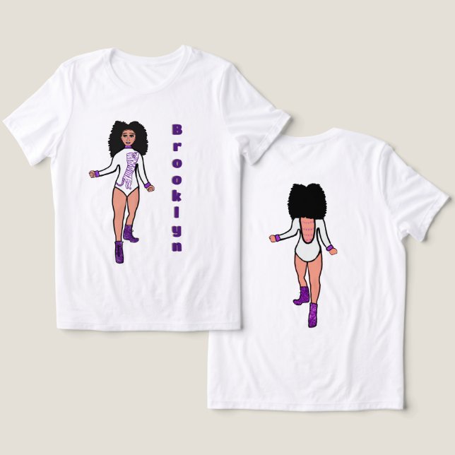 Majorette/ Dançarina Tee White Purple Tiger B (Design Frente e Verso)