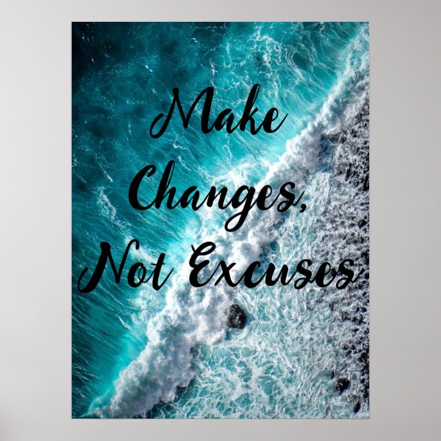 Make Changes, Not Excuses - Motivational Poster (Frente)