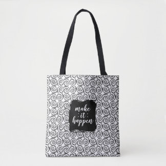Make It Happen Black and White Swirl Tote