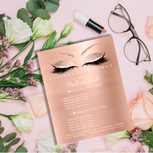Makeup Artist Beaust Salon Dourado Lash Flyer Whit (Makeup Artist Beauty Salon Gold Lash Flyer White)