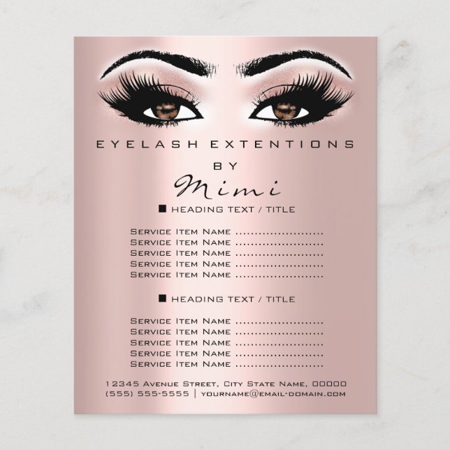 Makeup Artist Beaust Salon Lash Flyer Brown Blush (Frente)
