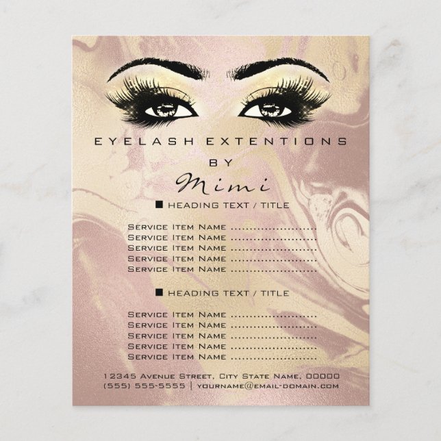 Makeup Artist Beaust Salon Lash Flyer Marble Doura (Frente)