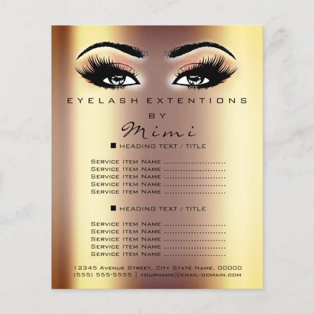 Makeup Artist Beaust Salon Lashes Flyer Peach Dour (Frente)