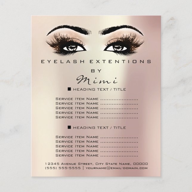Makeup Artist Beaust Salon Lashes Flyer Rosa Blush (Frente)
