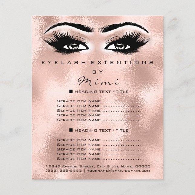 Makeup Artist Beaust Salon Lashes Flyer Rosa Blush (Frente)