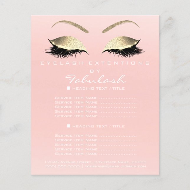 Makeup Artist Beaut Salon Price List Flyer Pink (Frente)