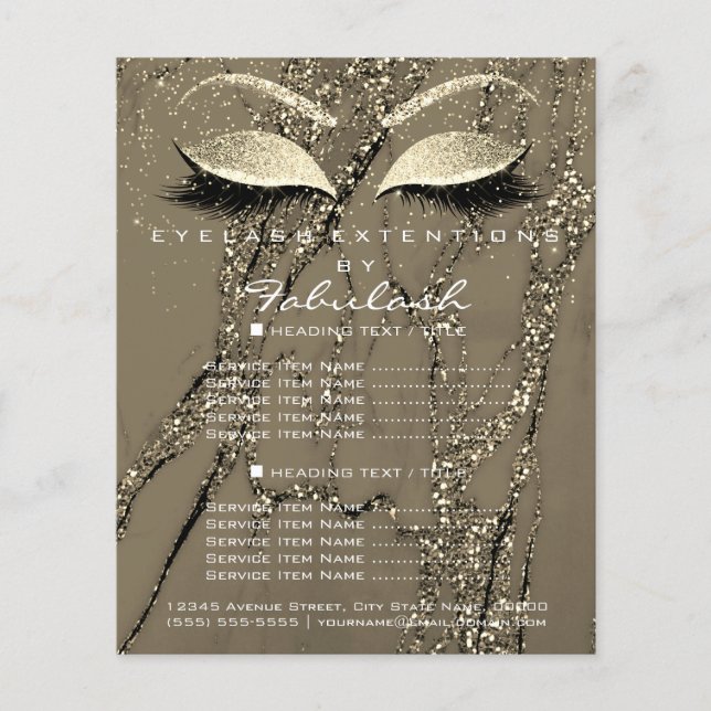 Makeup Artist Beauty Salon Glitter Flyer Marble1 (Frente)